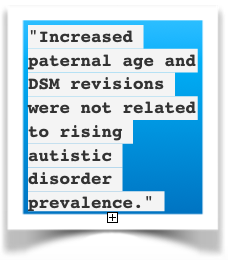 Increased paternal age and DSM revisions were not related to rising autistic disorder prevalence.